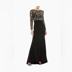 NWT - MAC DUGGAL - Beaded Illusion Trumpet Gown;Color- Black;Size 0;Style 67870